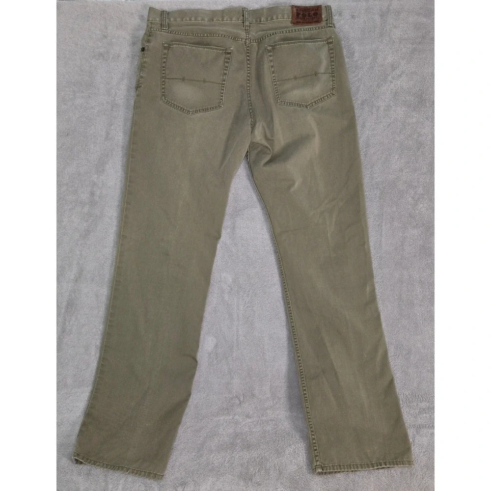 Polo Ralph Lauren Mens Chino Jeans 35/32 Olive Green Cotton Straight Leg